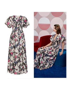 La DoubleJ, Floral Maxi Dress, Puff Sleeve, Vintage Inspired, Statement Piece